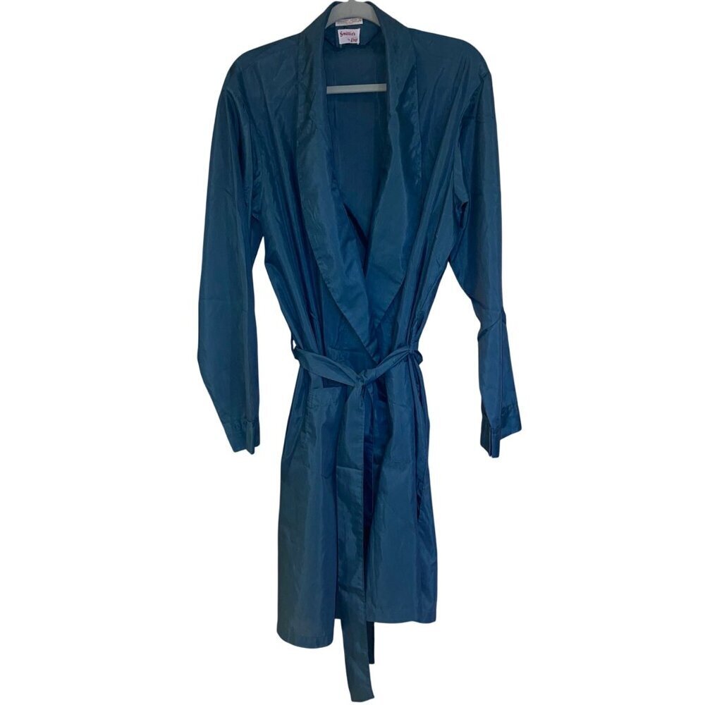 Smitties By Enro Vintage Mens Robe Size Large Blue Belted Pockets Casual